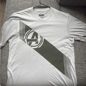 Marvel Men's White and Black Avengers Logo T-Shirt